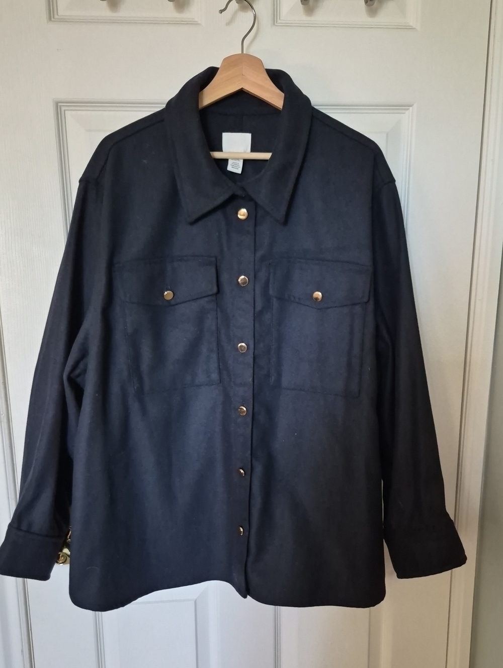 H&M Navy Blue Button-Up Utility Shacket - Size XXL